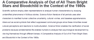 A Comparative Analysis of Out of All Them Bright Stars and Bloodchild in the Context of the 1980s