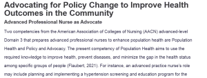 Advocating for Policy Change to Improve Health Outcomes in the Community