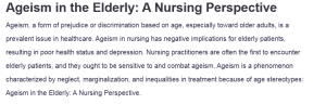 Ageism in the Elderly: A Nursing Perspective
