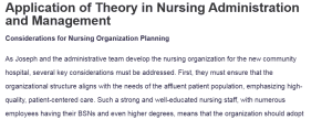 Application of Theory in Nursing Administration and Management