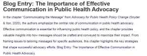 Blog Entry: The Importance of Effective Communication in Public Health Advocacy