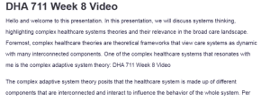 DHA 711 Week 8 Video
