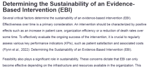 Determining the Sustainability of an Evidence-Based Intervention (EBI)