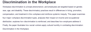 Discrimination in the Workplace
