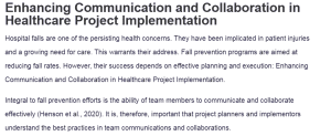 Enhancing Communication and Collaboration in Healthcare Project Implementation
