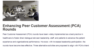 Enhancing Peer Customer Assessment (PCA) Rounds