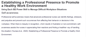 Establishing a Professional Presence to Promote a Healthy Work Environment