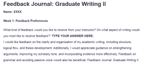 Feedback Journal: Graduate Writing II