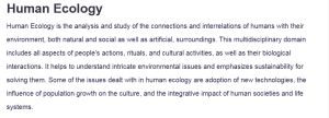 Human Ecology
