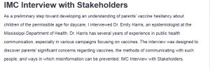 IMC Interview with Stakeholders