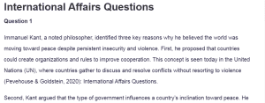 International Affairs Questions