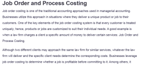 Job Order and Process Costing