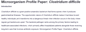 Microorganism Profile Paper: Clostridium difficile