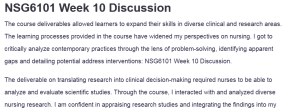 NSG6101 Week 10 Discussion