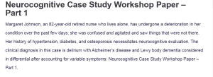 Neurocognitive Case Study Workshop Paper – Part 1