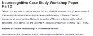 Neurocognitive Case Study Workshop Paper – Part 2