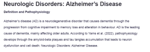Neurologic Disorders: Alzheimer’s Disease
