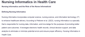 Nursing Informatics in Health Care