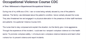 Occupational Violence Course CDC