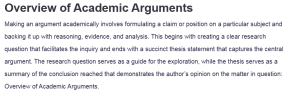 Overview of Academic Arguments