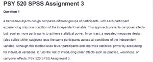 PSY 520 SPSS Assignment 3