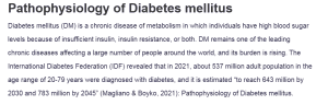 Pathophysiology of Diabetes mellitus