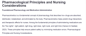 Pharmacological Principles and Nursing Considerations