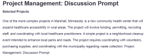 Project Management: Discussion Prompt