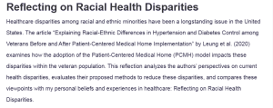 Reflecting on Racial Health Disparities
