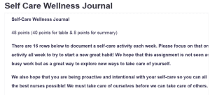 Self Care Wellness Journal
