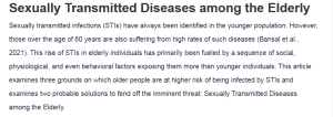 Sexually Transmitted Diseases among the Elderly