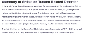 Summary of Article on Trauma-Related Disorder