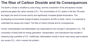 The Rise of Carbon Dioxide and its Consequences