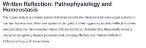 Written Reflection: Pathophysiology and Homeostasis
