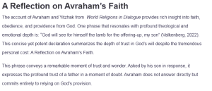 A Reflection on Avraham’s Faith