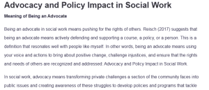 Advocacy and Policy Impact in Social Work