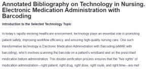 Annotated Bibliography on Technology in Nursing. Electronic Medication Administration with Barcoding