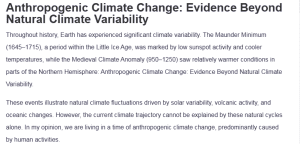 Anthropogenic Climate Change: Evidence Beyond Natural Climate Variability