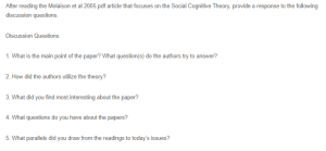 Article Analysis - Social Cognitive Theory (SCT)