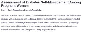 Assessment of Diabetes Self-Management Among Pregnant Women