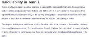 Calculability in Tennis