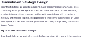 Commitment Strategy Design