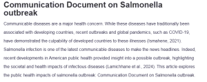 Communication Document on Salmonella outbreak