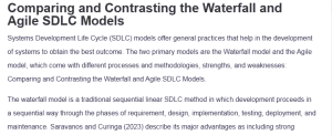 Comparing and Contrasting the Waterfall and Agile SDLC Models