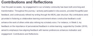 Contributions and Reflections