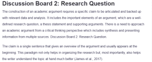 Discussion Board 2: Research Question