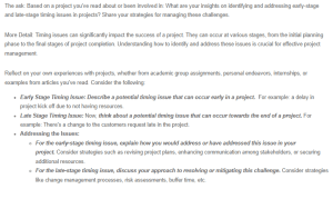Early-Stage and Late-Stage Timing Issues in Projects