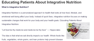 Educating Patients About Integrative Nutrition