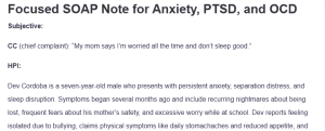 Focused SOAP Note for Anxiety, PTSD, and OCD