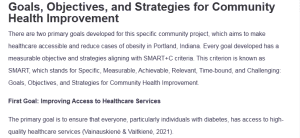 Goals, Objectives, and Strategies for Community Health Improvement